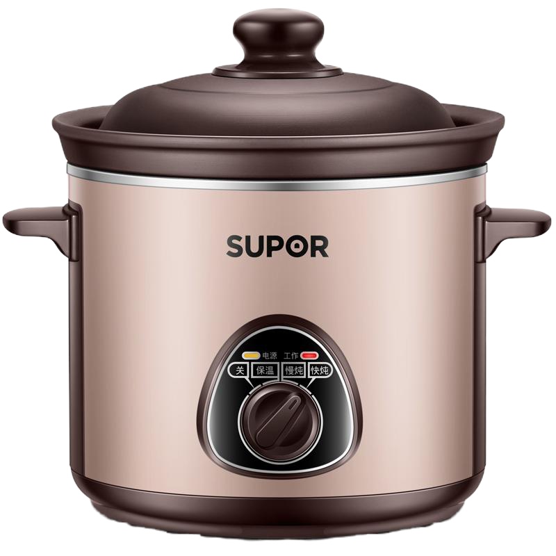 苏泊尔(SUPOR)电炖锅砂锅炖盅煮粥煲汤家用养生锅陶瓷土陶3L/升容量电炖锅文武双重火力三维立体加热DG30YK11