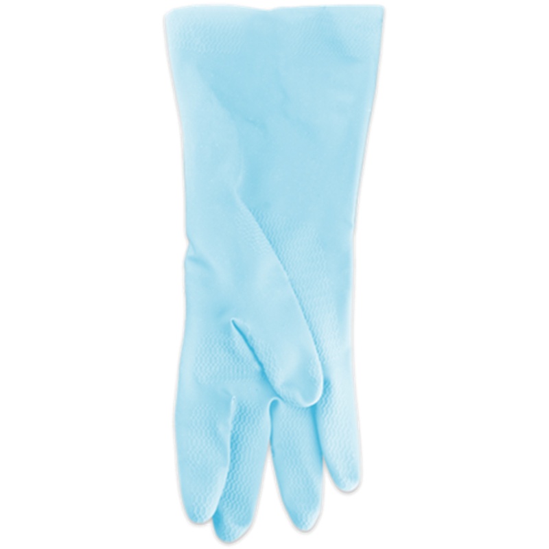 茶花清洁胶皮手套 洗碗手套软胶塑胶防水耐用厨房刷碗洗衣PVC耐用手套(L大码) 蓝色 C78013 （单位：件）