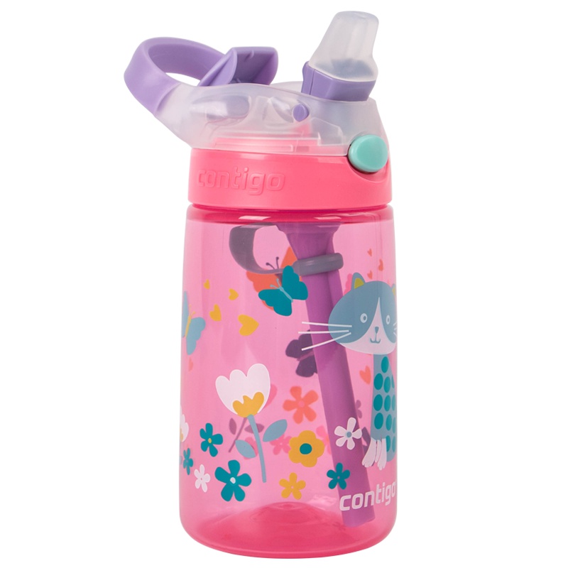 contigo康迪克 创意儿童塑料吸管杯便携户外运动直饮杯成人锁扣杯