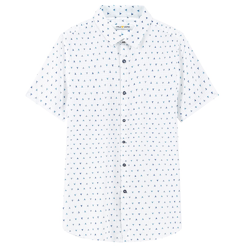 雅鹿男装夏季休闲时尚印花男士短袖衬衫凉爽面料男士衬衣DD2CE049S