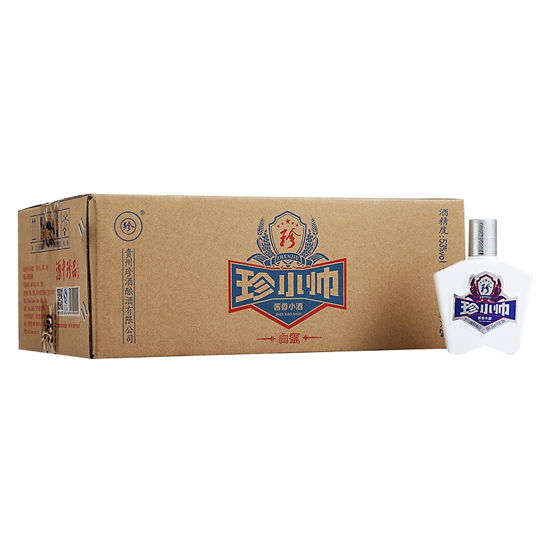 贵州珍酒 珍小帅(白瓶)53度 100ml*24 箱装酱香型白酒 高度白酒