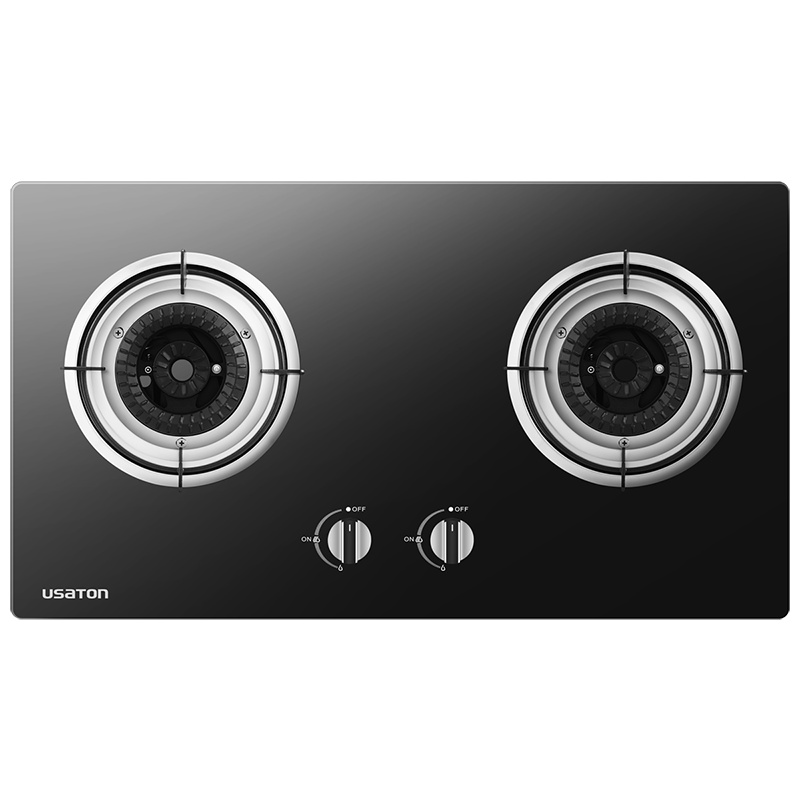USATON/阿诗丹顿 燃气灶 灶台双眼灶 燃气灶嵌入式灶 台嵌两用 4.8kW 钢化玻璃 天然气灶 JZT-K111B