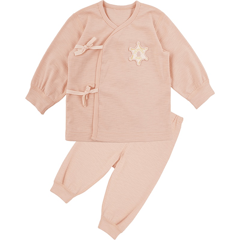 苏宁自营 婴姿坊 婴童居家服内衣两件套纯色长袖斜襟绑带和尚服套装