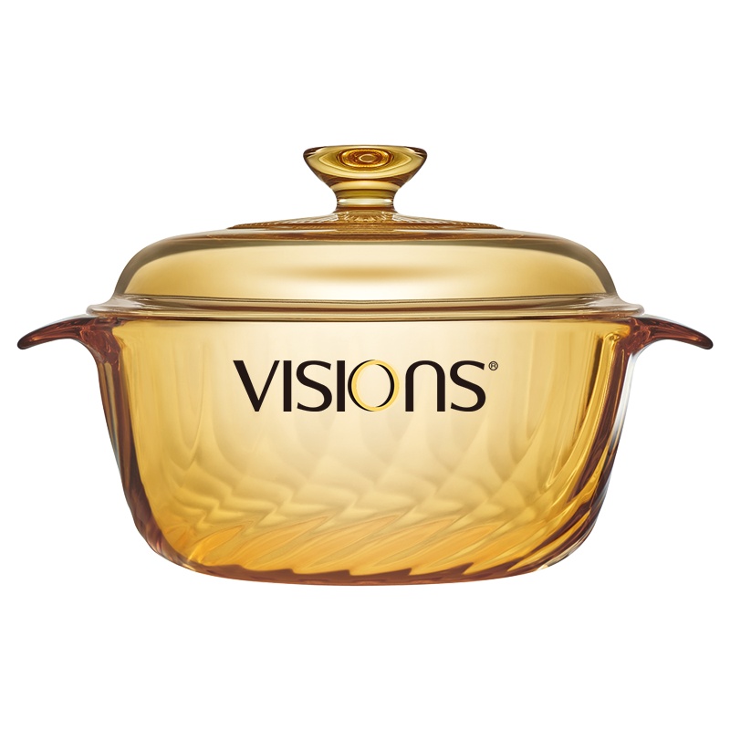 美国康宁(VISIONS) 家用晶炫透明汤锅 炖锅汤锅煲汤明火直烧玻璃锅 耐高温透明琥珀色锅