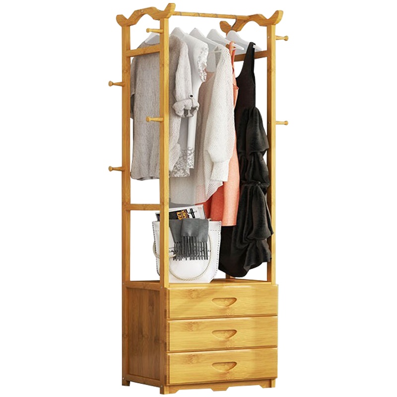 鑫金虎 落地卧室实木家用衣帽架简易挂衣架衣服架子出租屋改造小家具网红