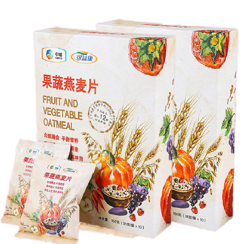 中粮可益康果蔬燕麦片350g*2盒懒人早餐即食冲饮营养早餐速食燕麦片冲泡小袋休闲零食