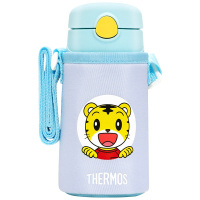 膳魔师(THERMOS)保温杯TCKC-350FSQH BL儿童吸管杯带杯套316L儿童水杯多功能保温壶305ML