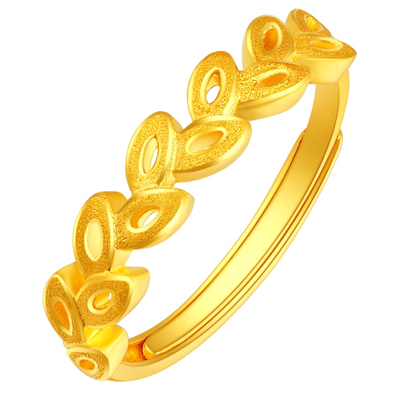 金一国囍足金金枝玉叶女款精品女士黄金戒指指环结婚金戒指 (计价)ABA015