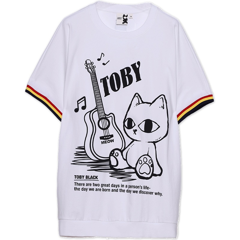 a02新款2020潮流个性小黑卡通印花休闲短袖T恤女DTV2E0111KT