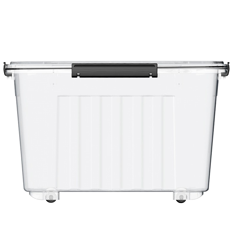 硅胶密封塑料收纳箱 XL特大号68L 透明抗压加厚衣物整理箱玩具储物箱