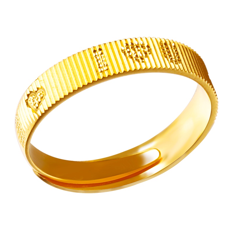 黄金码头5G足金ILOVEU爱心活口戒指男女黄金999情侣对戒表白求爱