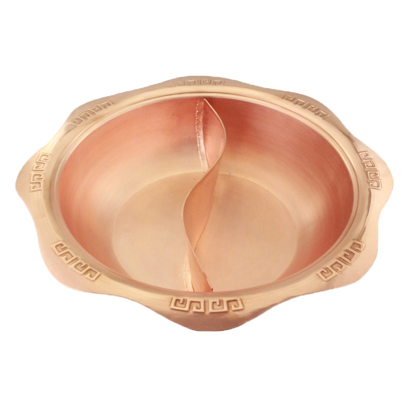 烘焙精灵铜火锅纯紫铜加厚鸳鸯锅铜锅家用纯铜手工火锅盆老北京电磁炉专用 30cm电磁炉清汤锅(3-4人)