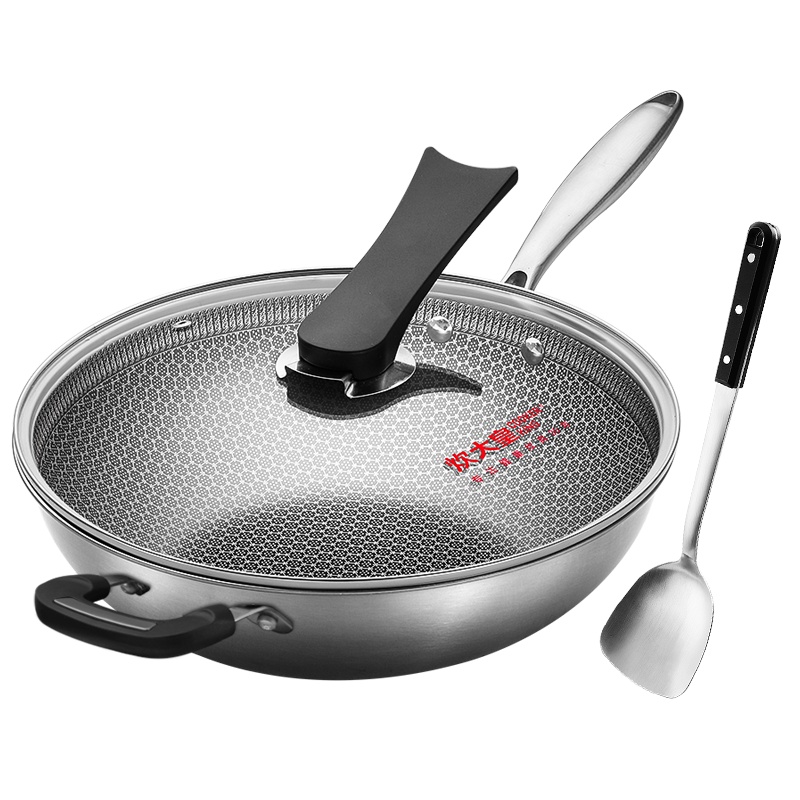 炊大皇(COOKER KING)全面屏多层钢炒锅34cm+厨神锅铲QMP34CS