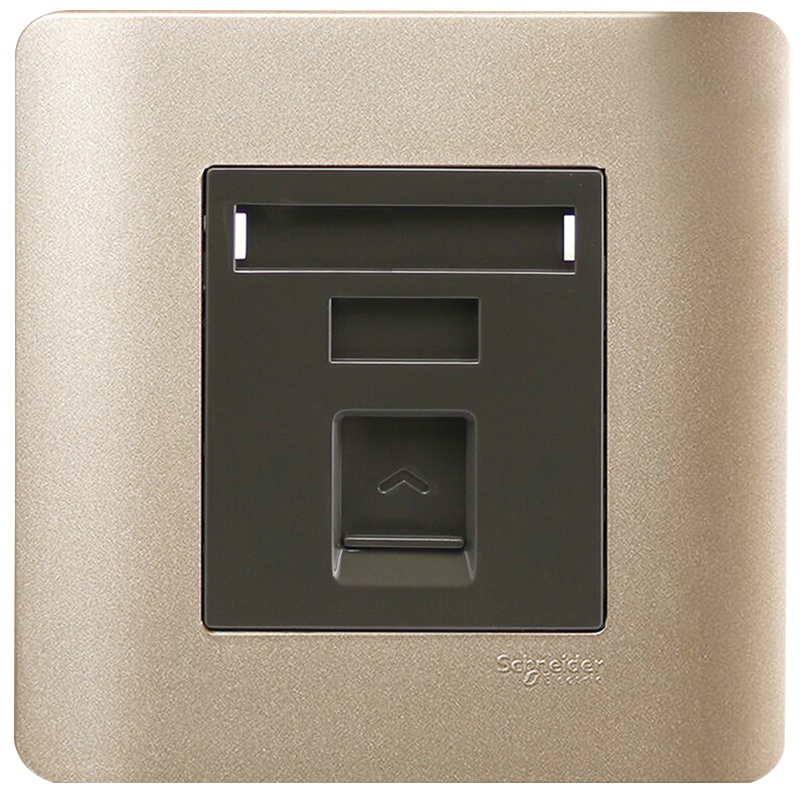 施耐德电气（Schneider Electric）开关插座 单联电脑插座 网络网线弱电面板 轻点格调棕