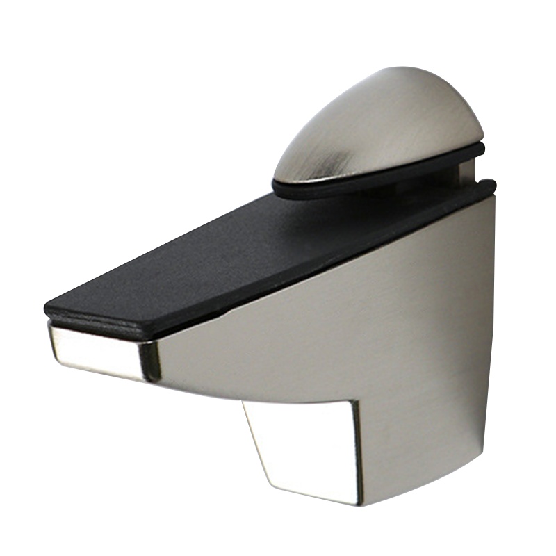 海斯迪克 gnjz-123 锌合金可调玻璃夹 玻璃托 玻璃卡夹子固定托鱼嘴夹 隔板层板夹配件 2个 中号(拉丝)