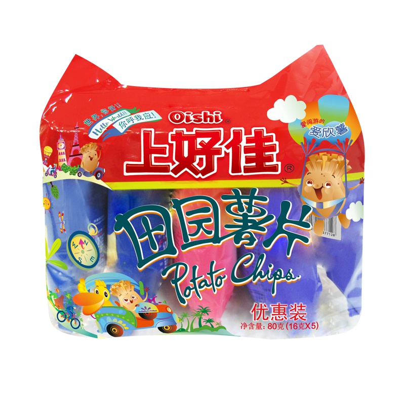上好佳 田园薯片优惠装 5连包 膨化食品 80g