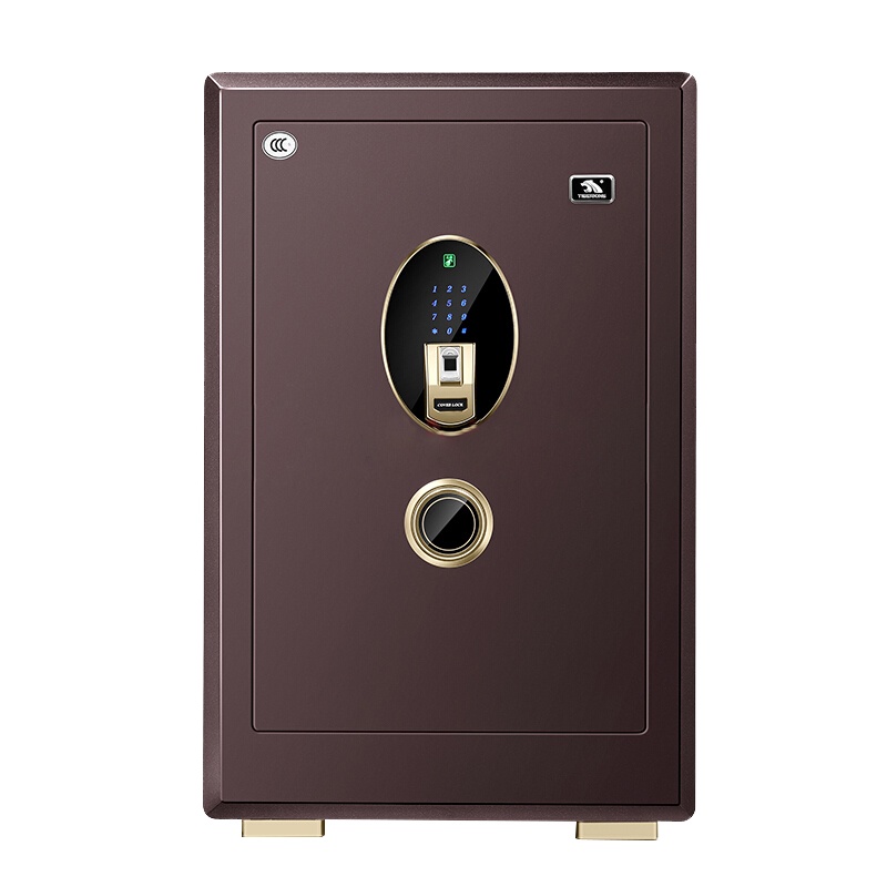 虎王保险柜家用小型3C认证隐形床头指纹密码防盗保险箱办公云雾棕FDX-A/D-58ZNH