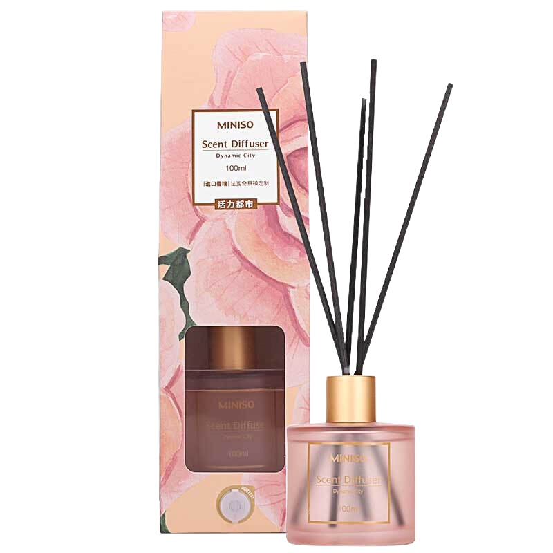 名创优品(miniso) 活力都市无火香薰 居家室内房间卧室藤条香氛精油 卫生间厕所空气清新剂100ml