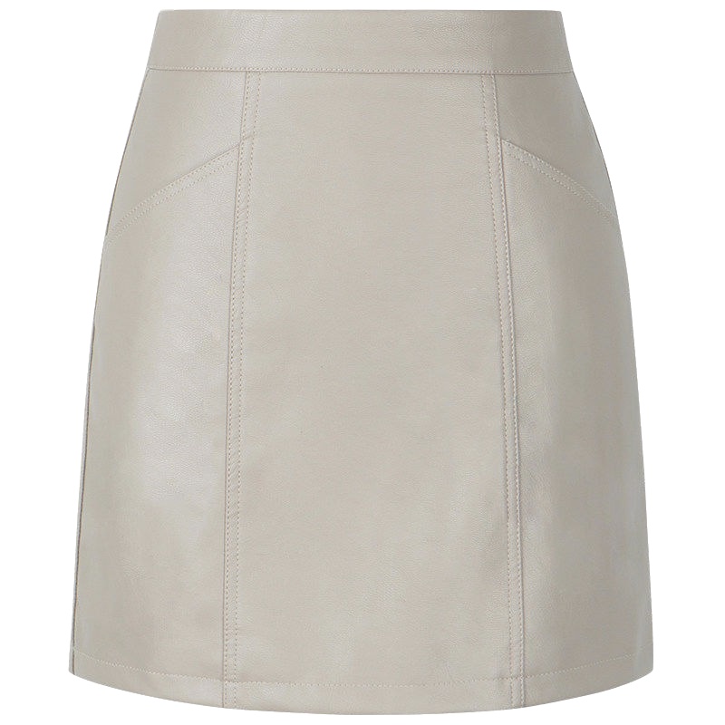 拉夏贝尔春季新款半身裙女7Modifier莫丽菲尔纯色裙子春季新款韩版PU修身性感显瘦A字半身裙短裙女70007457