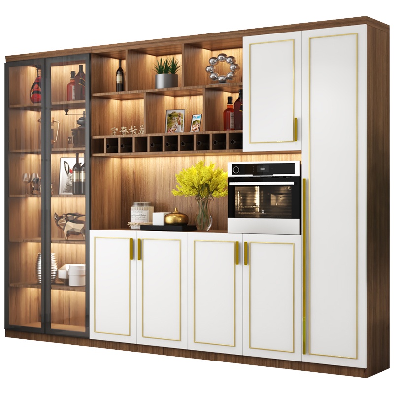 轻奢大酒柜阿斯卡利(ASCARI)靠墙现代简约餐边柜一体家用酒水柜客厅透明玻璃展示柜定制