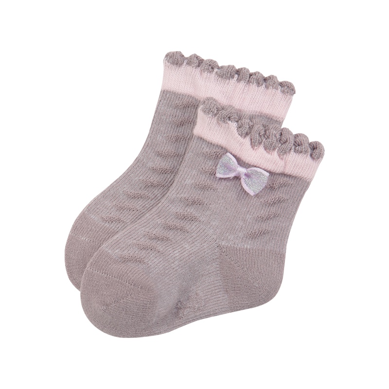 浪莎童趣0-6个月新生儿宝宝纯棉短袜纯色女童袜6双装
