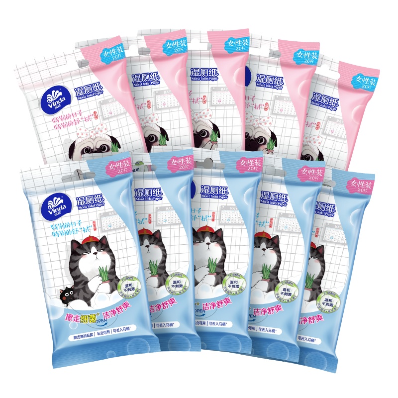 维达(Vinda)吾皇女性湿厕纸20片*10包成人湿纸巾湿厕巾便携随身装湿巾