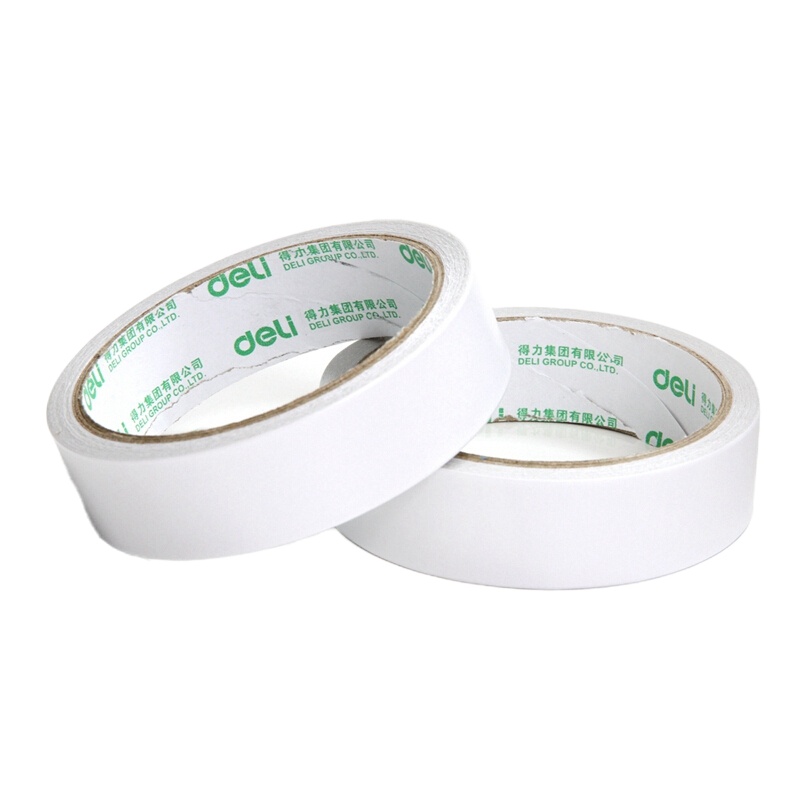 得力(deli) 棉纸双面胶带 30407 24mm*10y*80um(白)(1卷/袋) （起订量不足100袋不发货）
