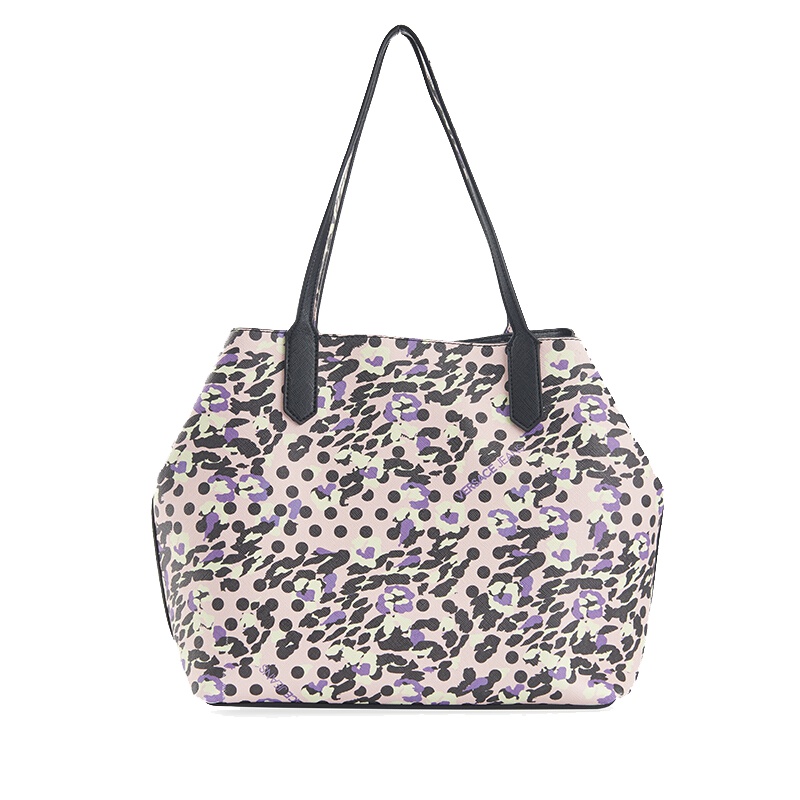 VERSACE JEANS范思哲 轻奢品女士粉色豹纹聚酯纤维单肩购物袋奢侈品E1VRBBSB 70039 MID