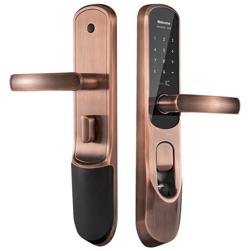 金指码指纹锁家用防盗门 电子门锁 密码锁大门锁智能锁防盗锁E3 香槟金 左开