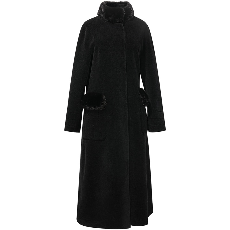 三彩2020冬季新款水貂毛立领皮草羊毛皮草大衣外套女