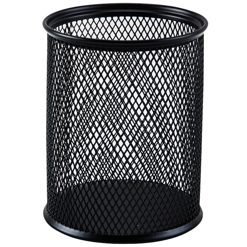 广博(GuangBo)WZ5922 圆形金属笔筒 网格铁笔筒 圆形收纳笔座 网纹笔插 办公用品