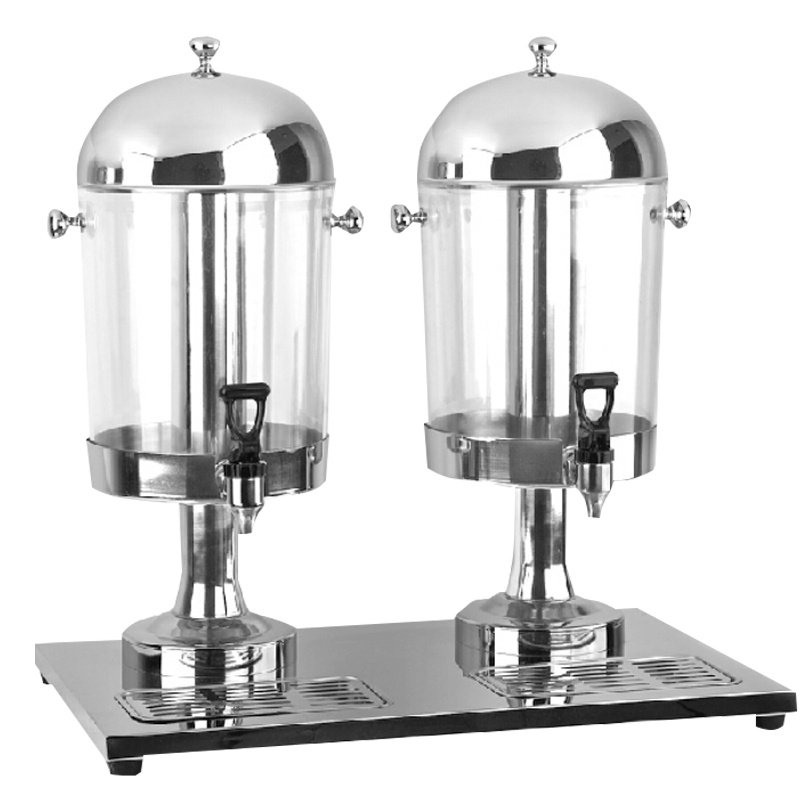 满森(masain)不锈钢单头果汁鼎自助餐饮料机商用果汁机8升酒店鼎双头冷饮机台式饮料设备两缸16升银色