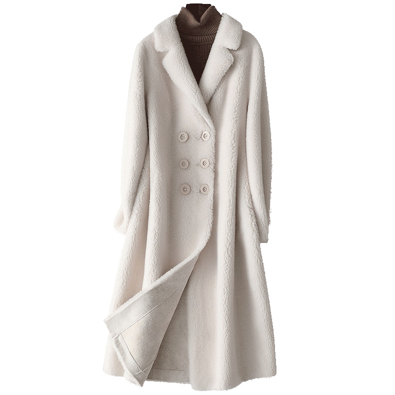 憨厚皇后2019海宁反季皮羊剪毛外套新款韩版长款羊毛女装大衣W