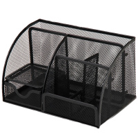 得力 9200金属七格笔筒 黑色