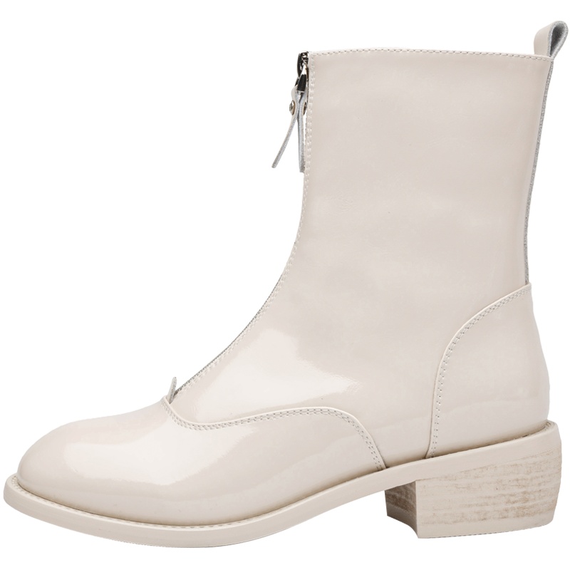 马克华菲马丁靴2020新款潮流百搭黑色真皮拉链女靴时尚透气短靴