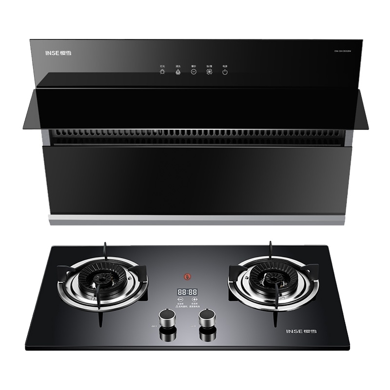 樱雪(INSE)17立方一键爆炒抽油烟机抽油烟机燃气灶双灶猛火力烟灶套装C2028(B)W+2120(B)液化气