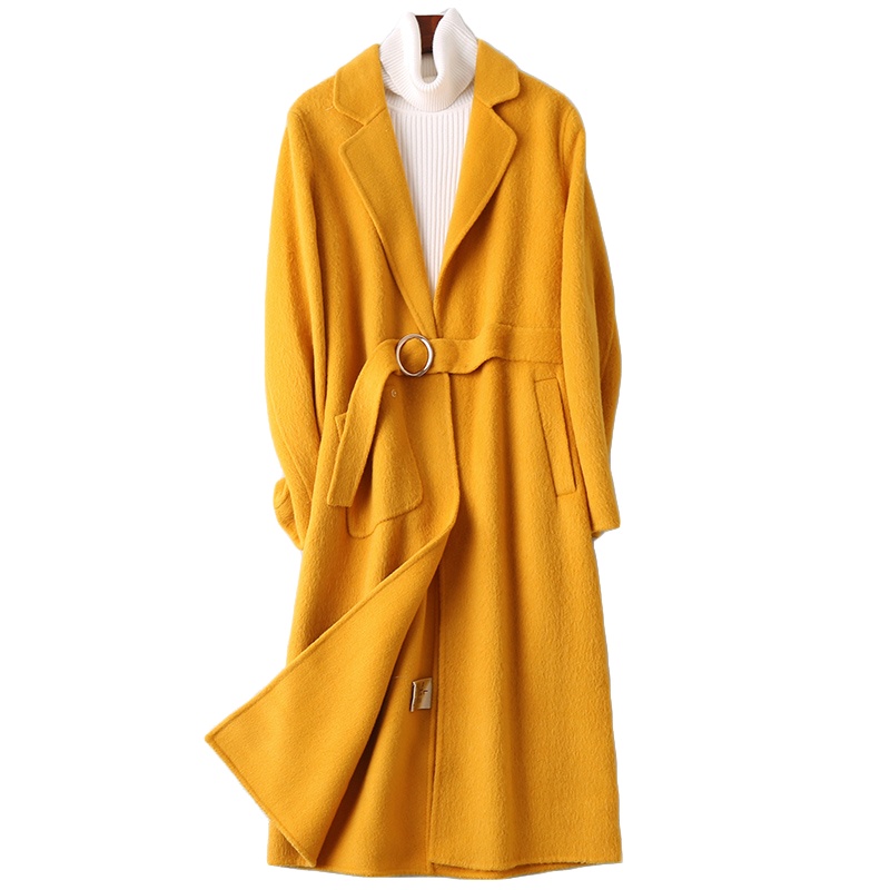 2019秋冬新款双面毛呢大衣女士时尚长款羊毛呢子外套