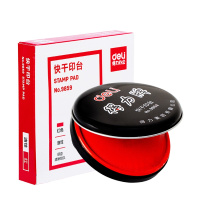 得力(deli)φ89mm金属圆盖财务快干印台/印泥 办公用品 红色9859