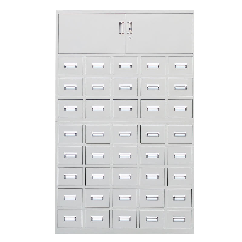 [一鹏]中草药柜40斗灰白色储物柜医药柜钢制加厚中医柜存储柜