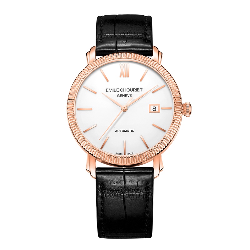 艾米龙(Emile Chouriet)手表莱蒙系列黑色鳄鱼皮表带机械男表01.1168.G40.4.2.28.2
