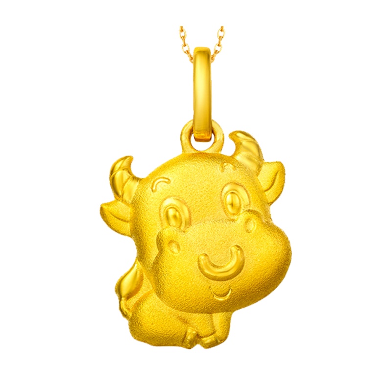 周大福 珠宝首饰生肖牛足金金吊坠计价甄品F199494（工费：58元）