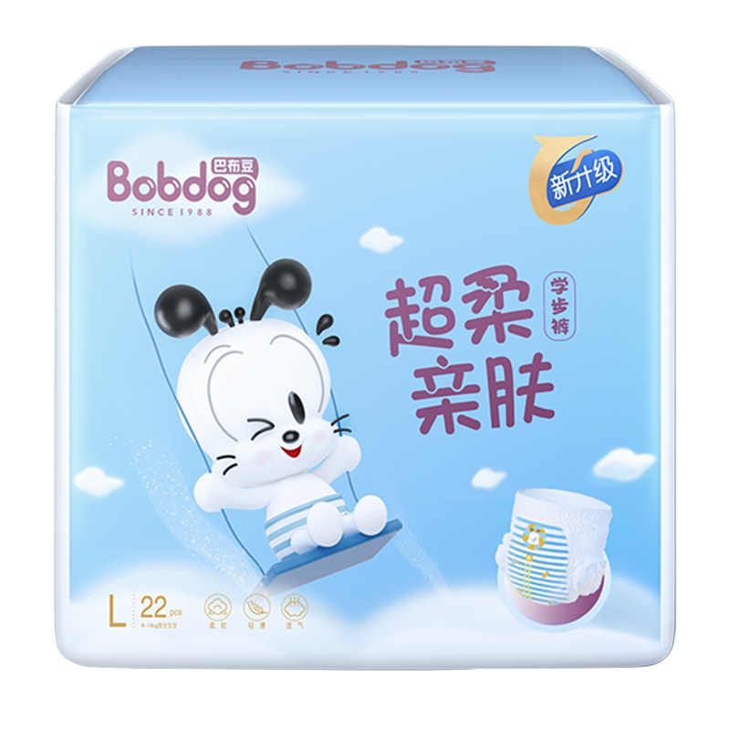 巴布豆超柔亲肤拉拉裤/学步裤 L22片装 男女宝宝通用尿不湿
