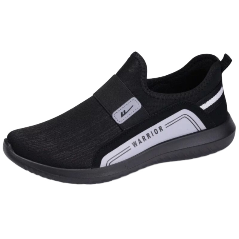 回力男鞋 秋季新款懒人一脚蹬透气布鞋潮男运动休闲鞋纯黑色板鞋 42码