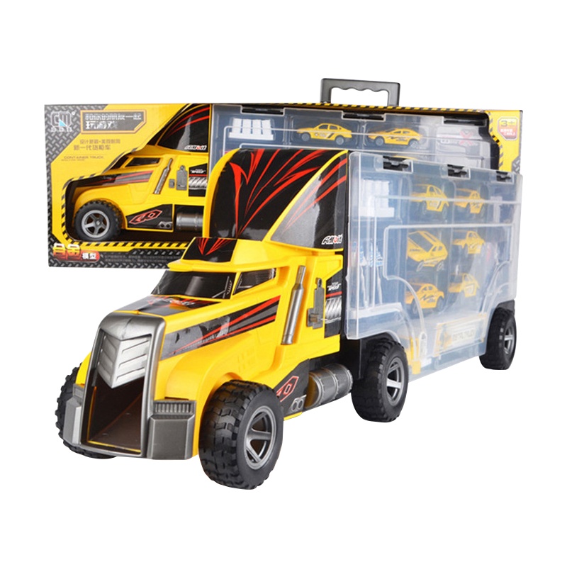 成乐美合金车大货柜儿童仿真汽车模型警车消防工程赛车军事仿真运输卡车手提收纳箱95577/3工程系列