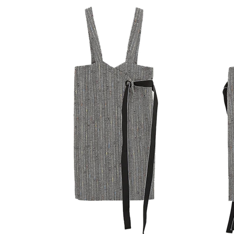 【热卖】背带裙子短款女士秋冬高腰修身一步裙复古气质连衣裙潮10019399