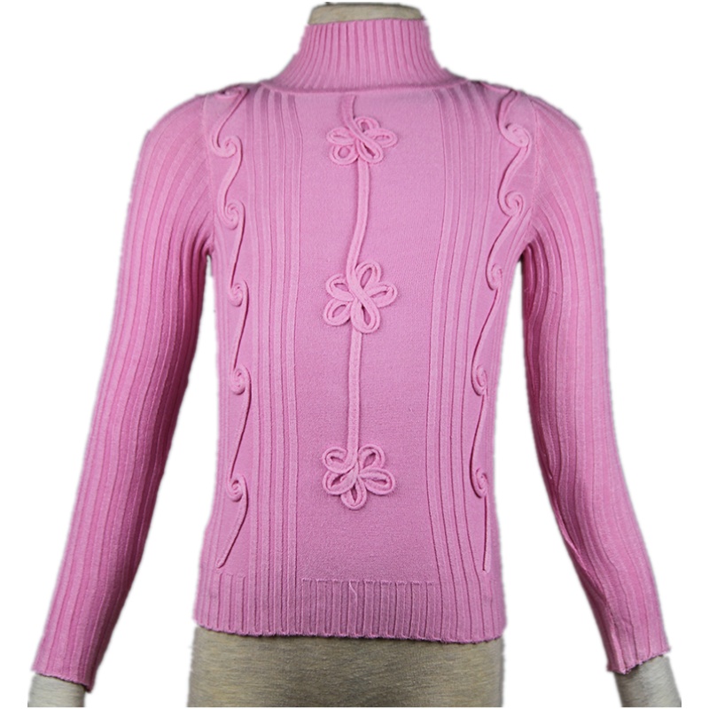 AITYAKU日本婴童服装女童针织羊毛衫中大童上衣幼儿宝宝高领线衣立体时尚提花