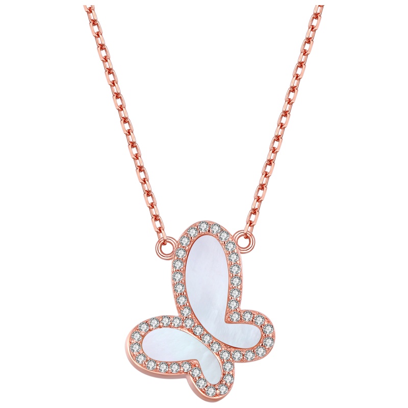 佰色传情BRIR蝴蝶项链女潮纯银锁骨链网红银2020年新款