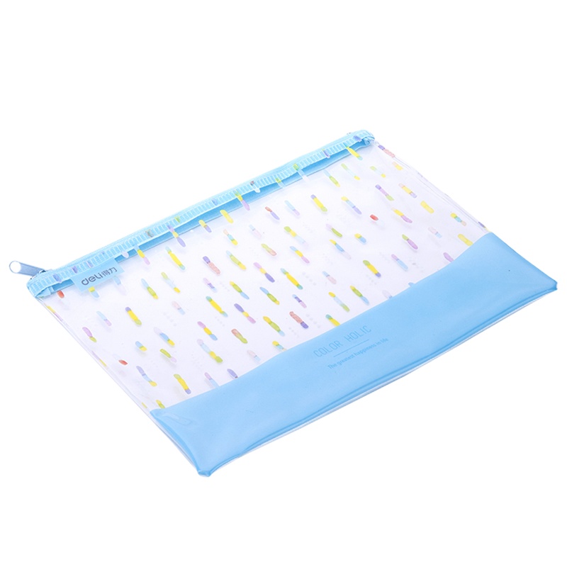 得力(deli) 72398/A5透明拉链袋淡色学生文件袋资料袋PVC耐用办公收纳袋(5个装 )