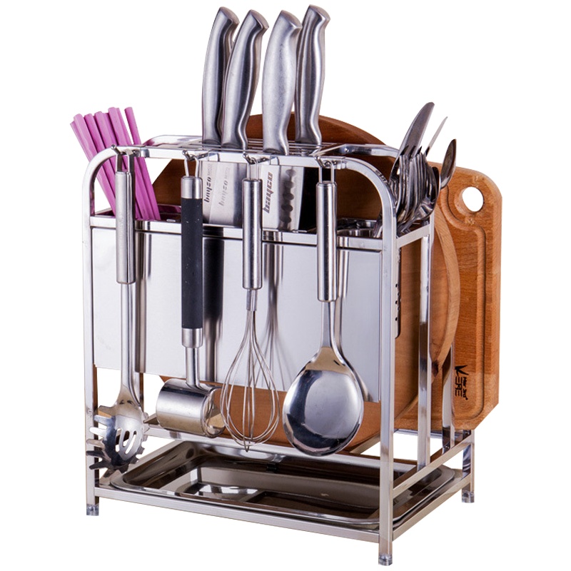 弘拜 304不锈钢刀架砧板架 厨房用具收纳 筷子架菜板架插刀架