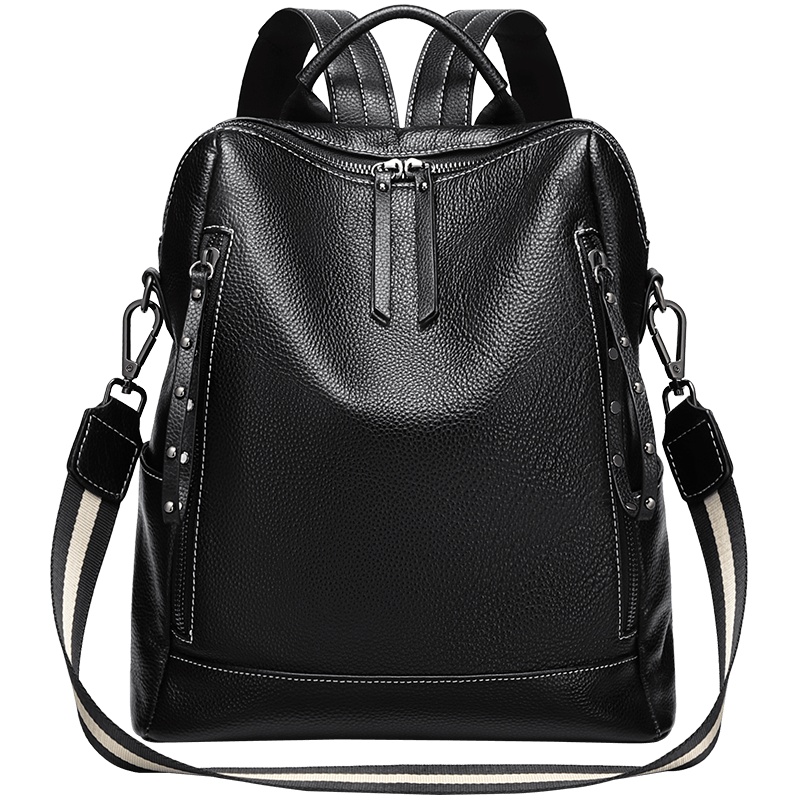 GOLF双肩包女头层牛皮女士背包多功能休闲书包大容量短途旅行背包